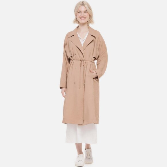 Coolibar UPF 50+ Women's Miami Sun Jacket Tan Brown Trench Coat M Sun Protection